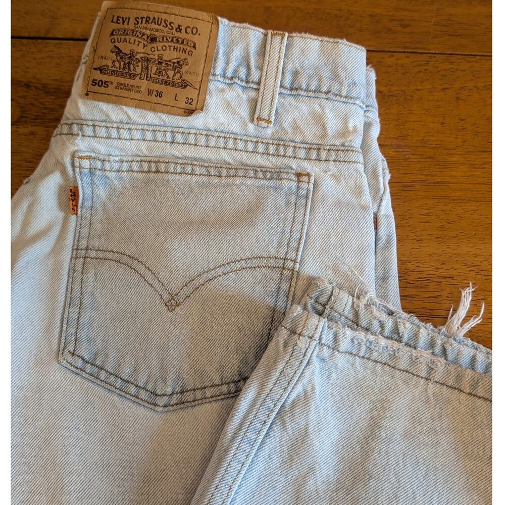 Levi's 505 Men Regular Fit Blue Denim Jeans Light Wash W36 L32